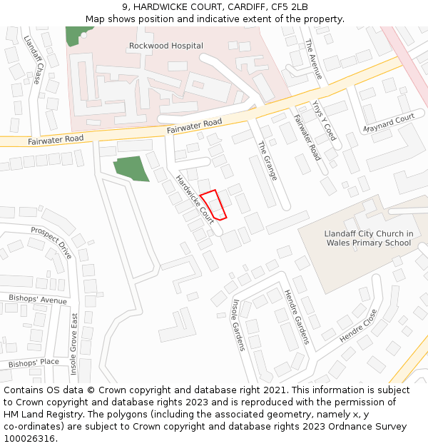 9, HARDWICKE COURT, CARDIFF, CF5 2LB: Location map and indicative extent of plot