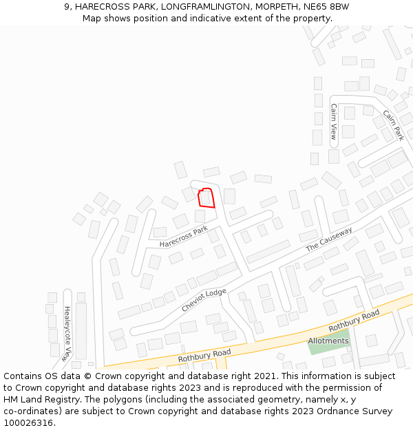 9, HARECROSS PARK, LONGFRAMLINGTON, MORPETH, NE65 8BW: Location map and indicative extent of plot