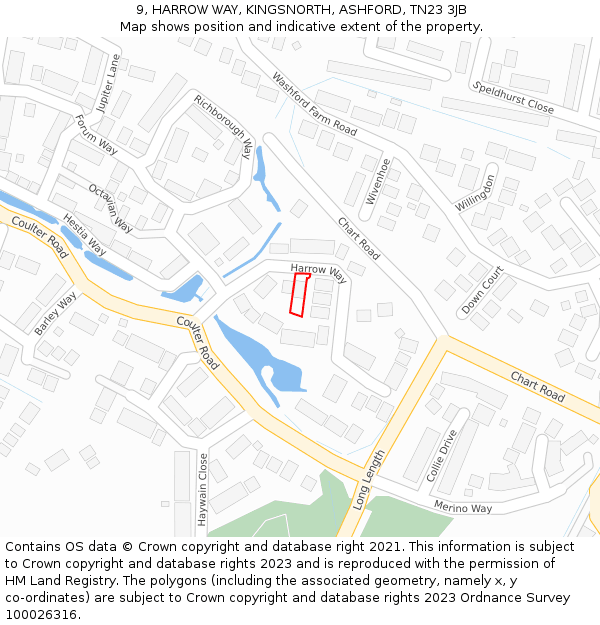 9, HARROW WAY, KINGSNORTH, ASHFORD, TN23 3JB: Location map and indicative extent of plot