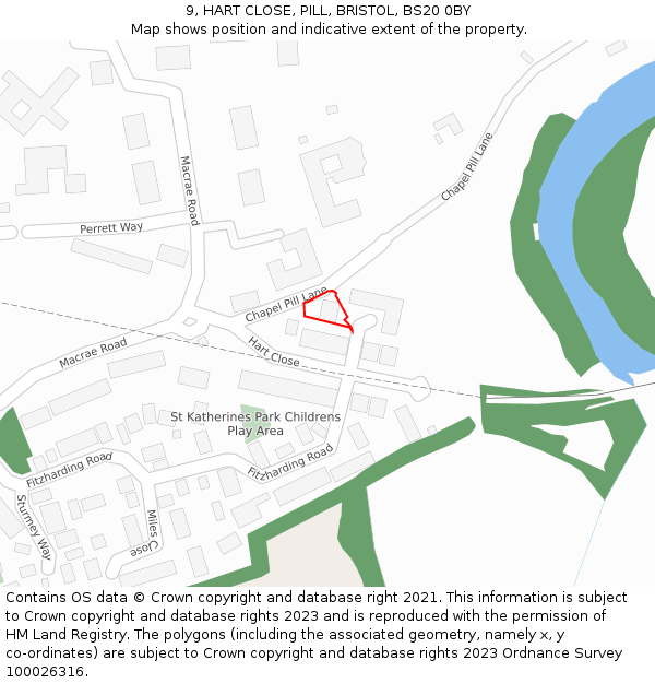 9, HART CLOSE, PILL, BRISTOL, BS20 0BY: Location map and indicative extent of plot