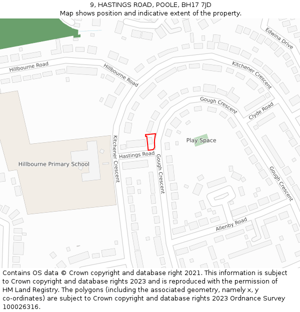 9, HASTINGS ROAD, POOLE, BH17 7JD: Location map and indicative extent of plot