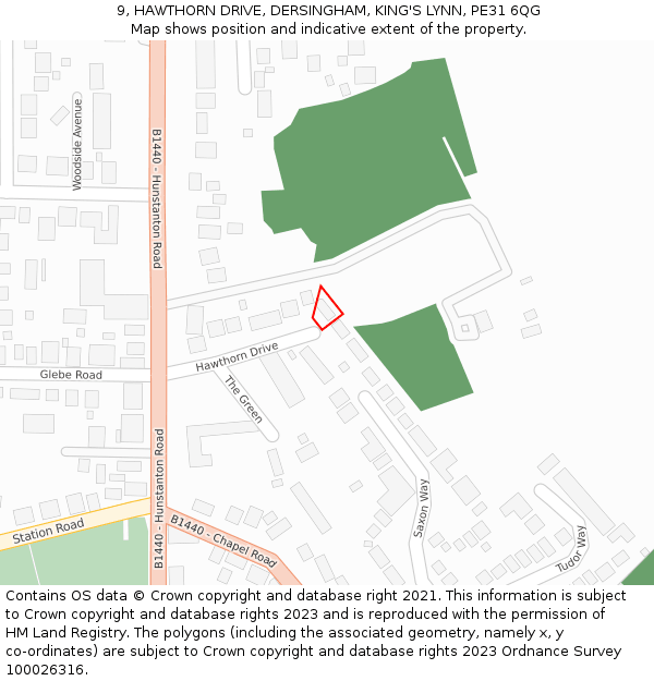 9, HAWTHORN DRIVE, DERSINGHAM, KING'S LYNN, PE31 6QG: Location map and indicative extent of plot