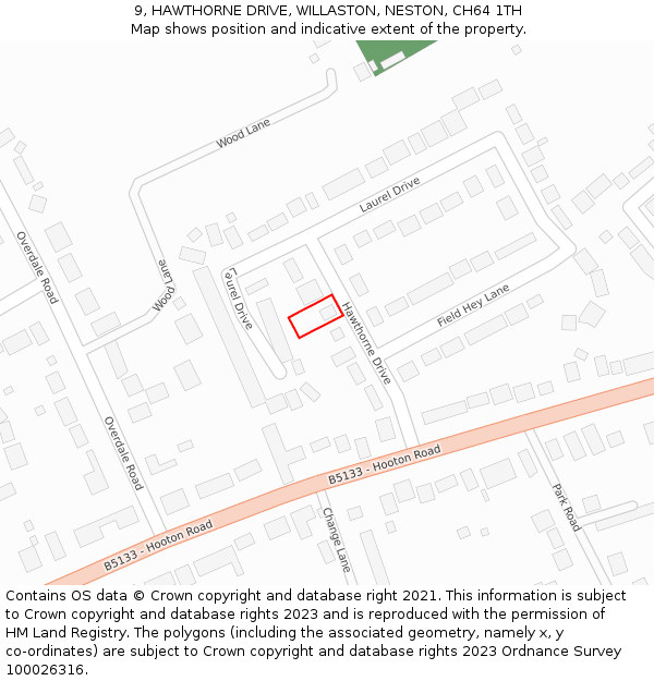 9, HAWTHORNE DRIVE, WILLASTON, NESTON, CH64 1TH: Location map and indicative extent of plot