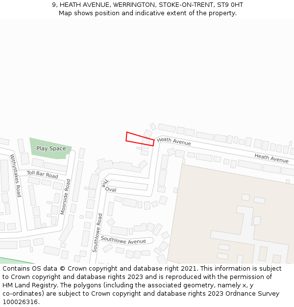 9, HEATH AVENUE, WERRINGTON, STOKE-ON-TRENT, ST9 0HT: Location map and indicative extent of plot