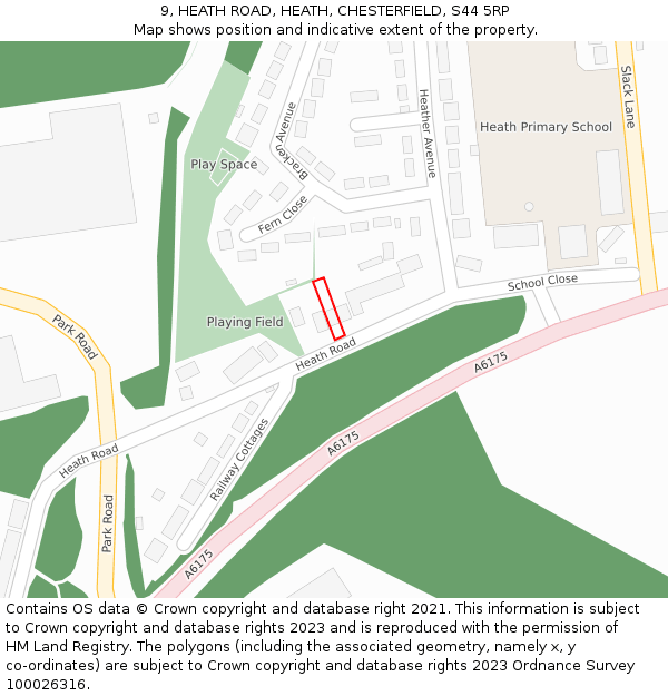 9, HEATH ROAD, HEATH, CHESTERFIELD, S44 5RP: Location map and indicative extent of plot