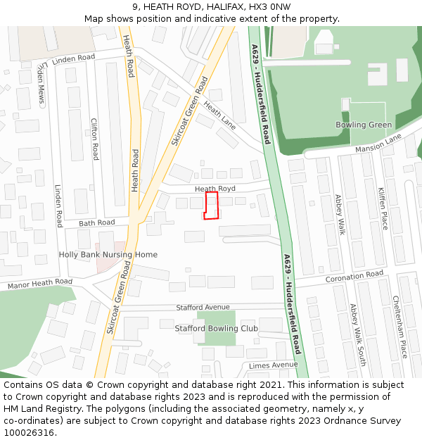 9, HEATH ROYD, HALIFAX, HX3 0NW: Location map and indicative extent of plot