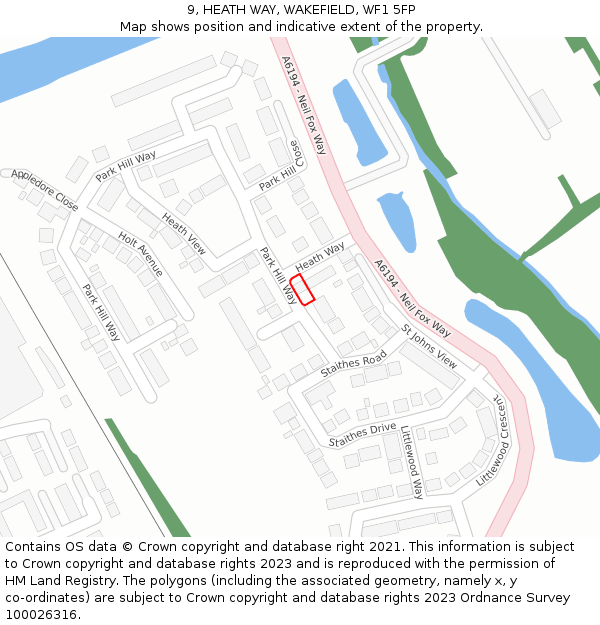 9, HEATH WAY, WAKEFIELD, WF1 5FP: Location map and indicative extent of plot