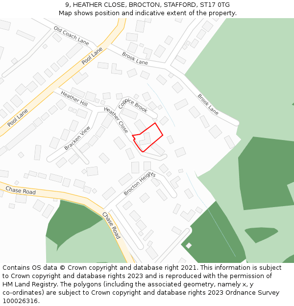 9, HEATHER CLOSE, BROCTON, STAFFORD, ST17 0TG: Location map and indicative extent of plot