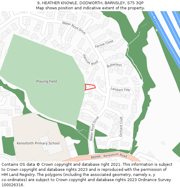 9, HEATHER KNOWLE, DODWORTH, BARNSLEY, S75 3QP: Location map and indicative extent of plot