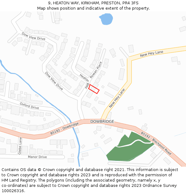 9, HEATON WAY, KIRKHAM, PRESTON, PR4 3FS: Location map and indicative extent of plot