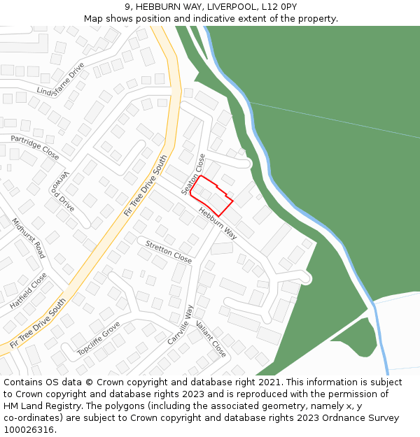 9, HEBBURN WAY, LIVERPOOL, L12 0PY: Location map and indicative extent of plot