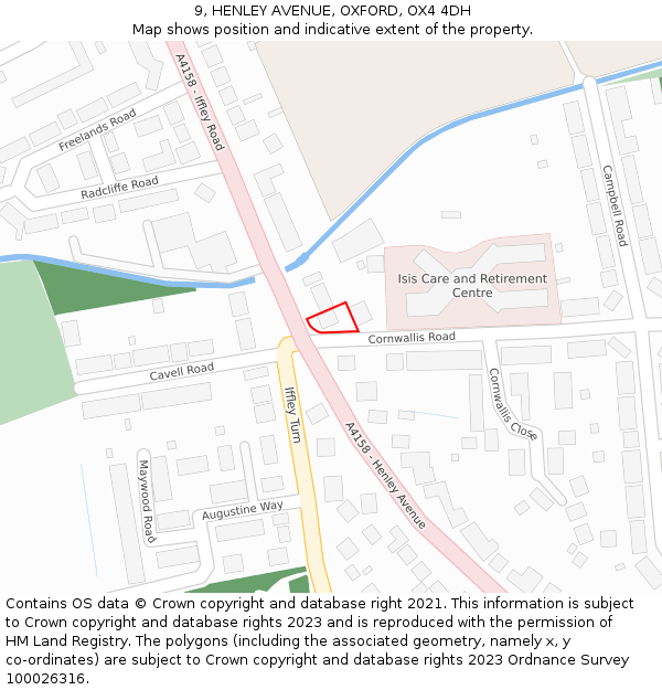 9, HENLEY AVENUE, OXFORD, OX4 4DH: Location map and indicative extent of plot