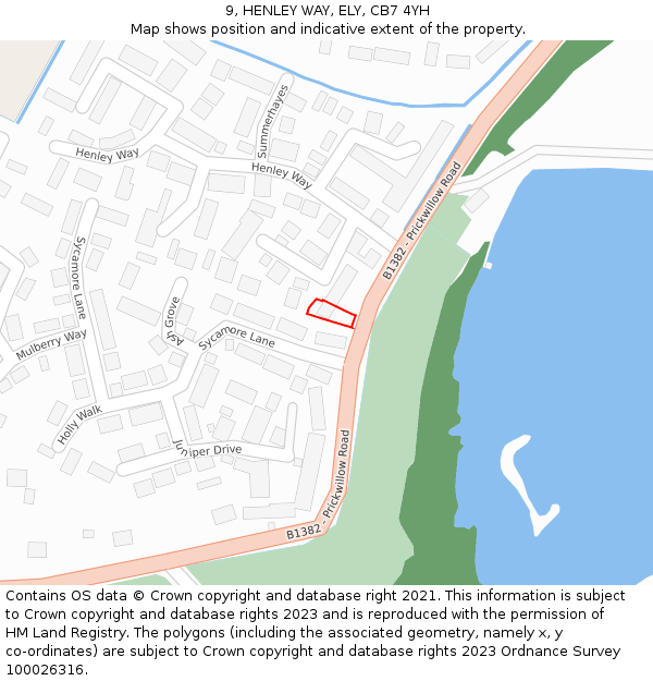 9, HENLEY WAY, ELY, CB7 4YH: Location map and indicative extent of plot