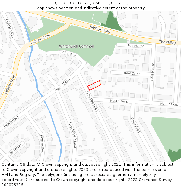 9, HEOL COED CAE, CARDIFF, CF14 1HJ: Location map and indicative extent of plot