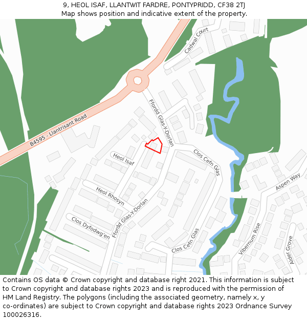 9, HEOL ISAF, LLANTWIT FARDRE, PONTYPRIDD, CF38 2TJ: Location map and indicative extent of plot