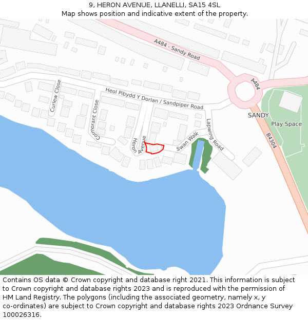 9, HERON AVENUE, LLANELLI, SA15 4SL: Location map and indicative extent of plot