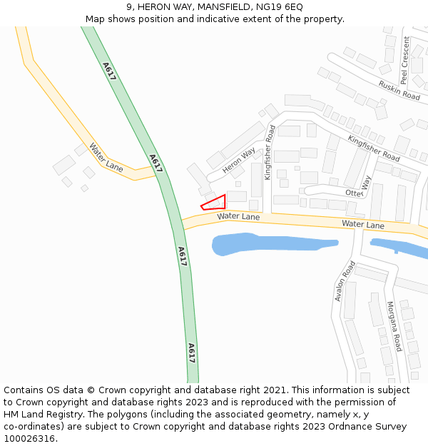 9, HERON WAY, MANSFIELD, NG19 6EQ: Location map and indicative extent of plot