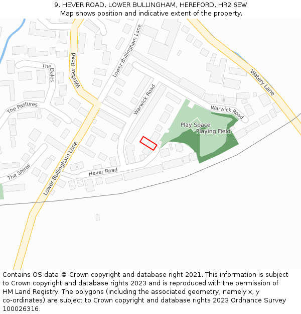 9, HEVER ROAD, LOWER BULLINGHAM, HEREFORD, HR2 6EW: Location map and indicative extent of plot