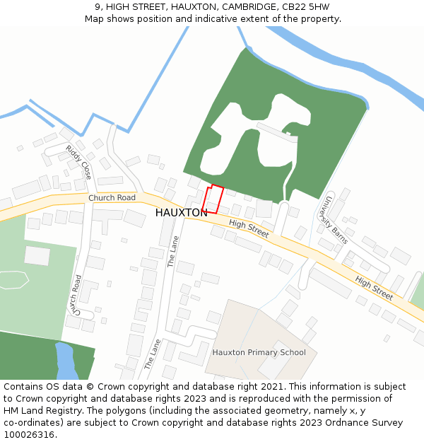 9, HIGH STREET, HAUXTON, CAMBRIDGE, CB22 5HW: Location map and indicative extent of plot