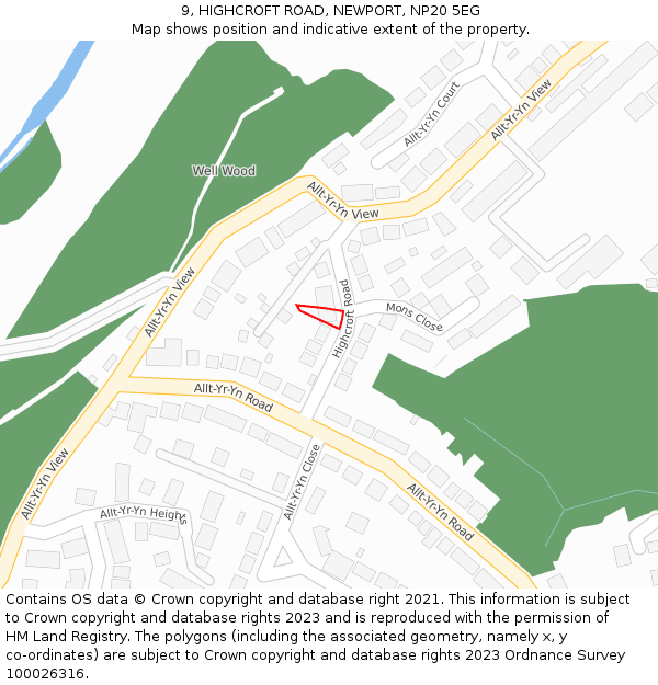 9, HIGHCROFT ROAD, NEWPORT, NP20 5EG: Location map and indicative extent of plot