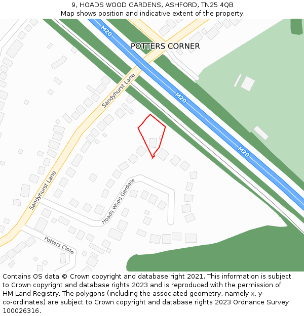 9, HOADS WOOD GARDENS, ASHFORD, TN25 4QB: Location map and indicative extent of plot