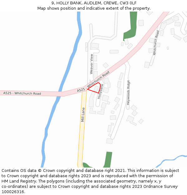 9, HOLLY BANK, AUDLEM, CREWE, CW3 0LF: Location map and indicative extent of plot