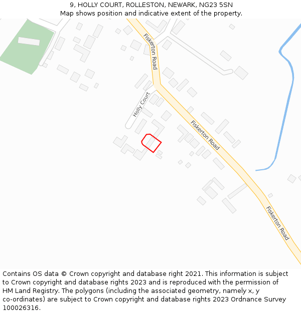 9, HOLLY COURT, ROLLESTON, NEWARK, NG23 5SN: Location map and indicative extent of plot