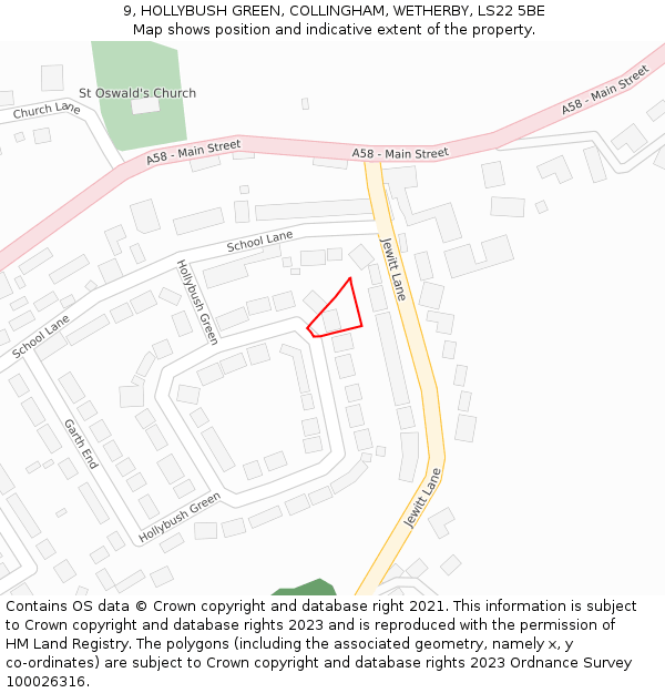 9, HOLLYBUSH GREEN, COLLINGHAM, WETHERBY, LS22 5BE: Location map and indicative extent of plot
