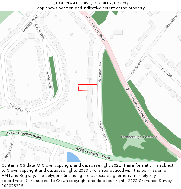 9, HOLLYDALE DRIVE, BROMLEY, BR2 8QL: Location map and indicative extent of plot
