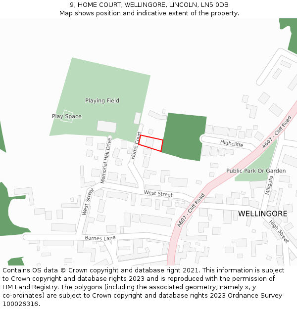 9, HOME COURT, WELLINGORE, LINCOLN, LN5 0DB: Location map and indicative extent of plot