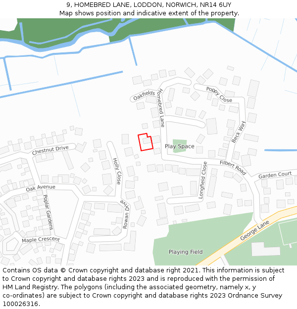 9, HOMEBRED LANE, LODDON, NORWICH, NR14 6UY: Location map and indicative extent of plot