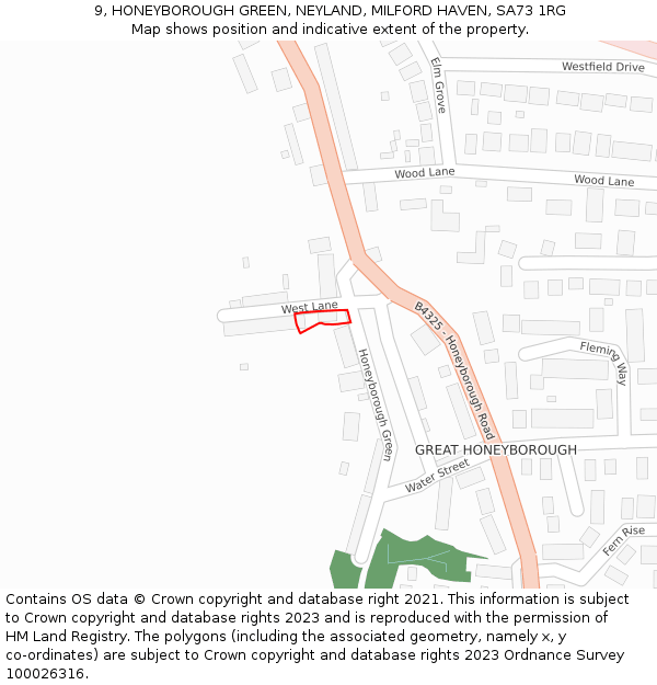 9, HONEYBOROUGH GREEN, NEYLAND, MILFORD HAVEN, SA73 1RG: Location map and indicative extent of plot