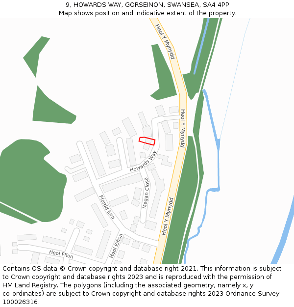 9, HOWARDS WAY, GORSEINON, SWANSEA, SA4 4PP: Location map and indicative extent of plot