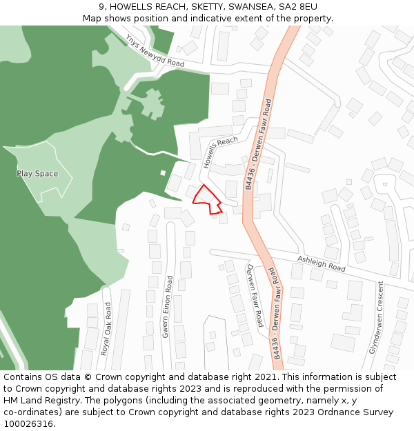 9, HOWELLS REACH, SKETTY, SWANSEA, SA2 8EU: Location map and indicative extent of plot