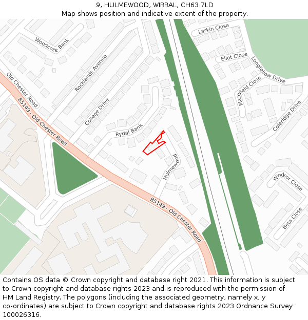 9, HULMEWOOD, WIRRAL, CH63 7LD: Location map and indicative extent of plot