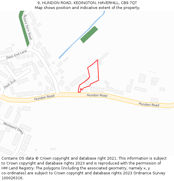 9, HUNDON ROAD, KEDINGTON, HAVERHILL, CB9 7QT: Location map and indicative extent of plot