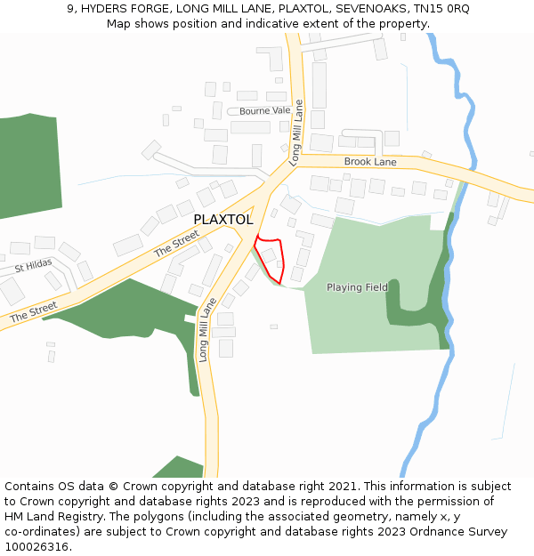 9, HYDERS FORGE, LONG MILL LANE, PLAXTOL, SEVENOAKS, TN15 0RQ: Location map and indicative extent of plot