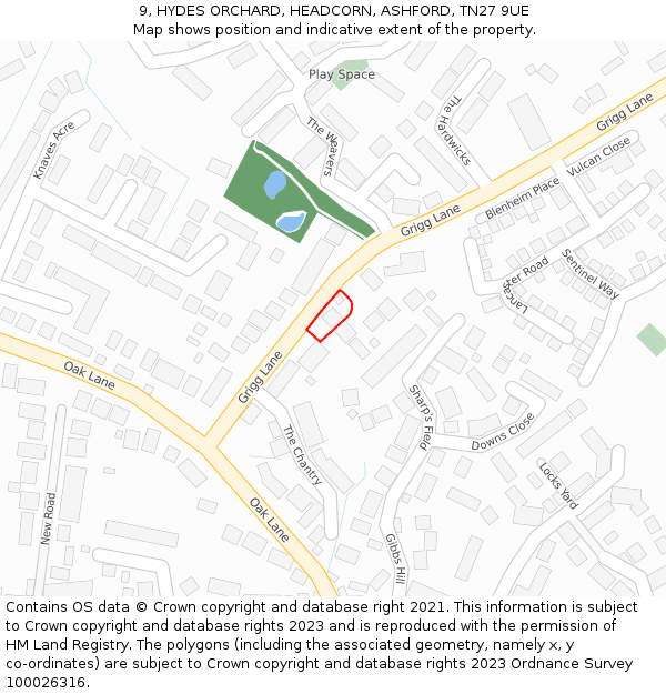 9, HYDES ORCHARD, HEADCORN, ASHFORD, TN27 9UE: Location map and indicative extent of plot