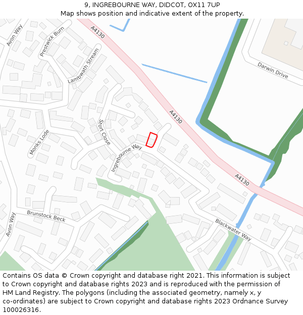 9, INGREBOURNE WAY, DIDCOT, OX11 7UP: Location map and indicative extent of plot