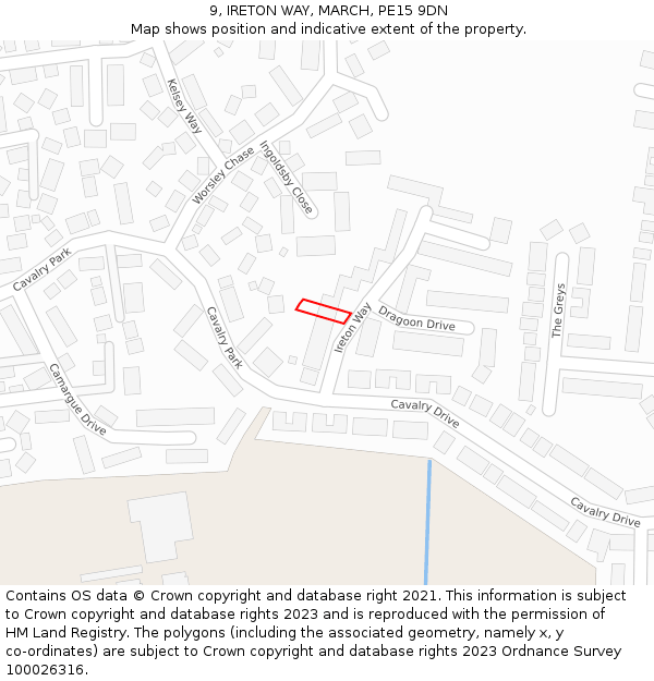 9, IRETON WAY, MARCH, PE15 9DN: Location map and indicative extent of plot