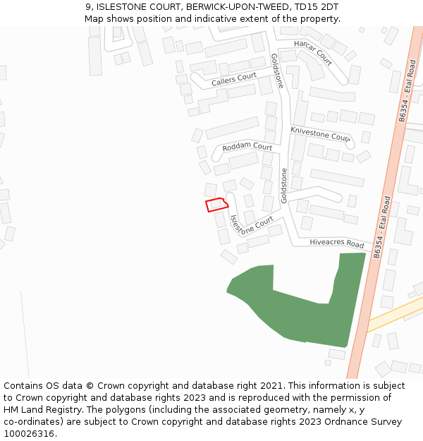 9, ISLESTONE COURT, BERWICK-UPON-TWEED, TD15 2DT: Location map and indicative extent of plot