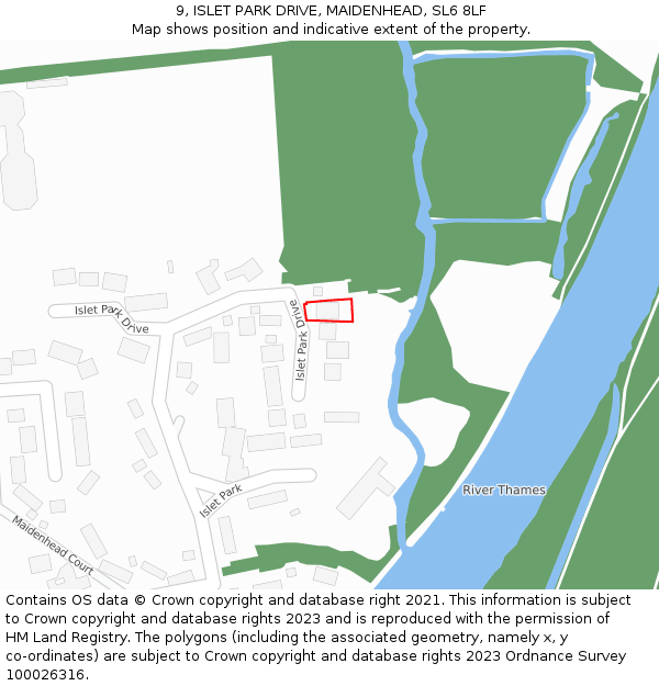 9, ISLET PARK DRIVE, MAIDENHEAD, SL6 8LF: Location map and indicative extent of plot