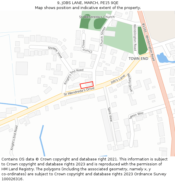 9, JOBS LANE, MARCH, PE15 9QE: Location map and indicative extent of plot