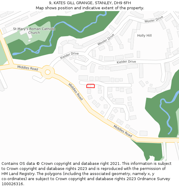 9, KATES GILL GRANGE, STANLEY, DH9 6FH: Location map and indicative extent of plot