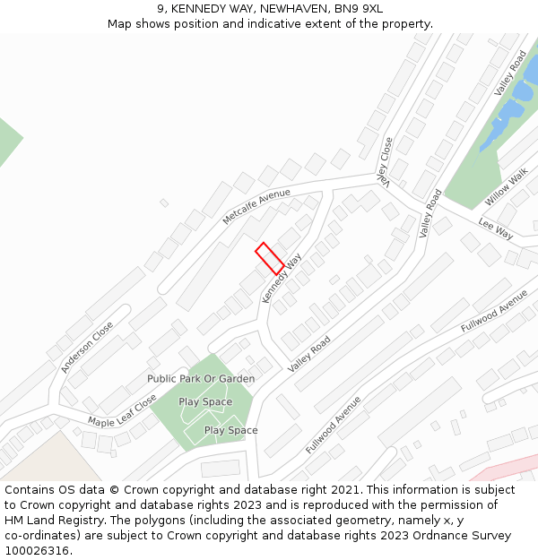 9, KENNEDY WAY, NEWHAVEN, BN9 9XL: Location map and indicative extent of plot