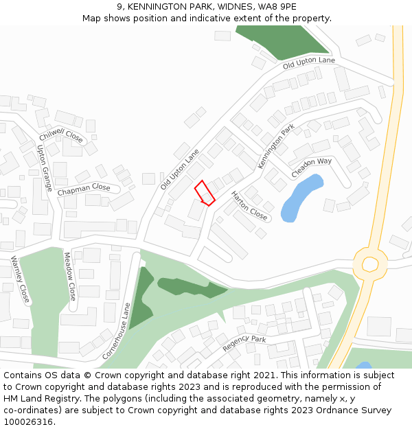 9, KENNINGTON PARK, WIDNES, WA8 9PE: Location map and indicative extent of plot