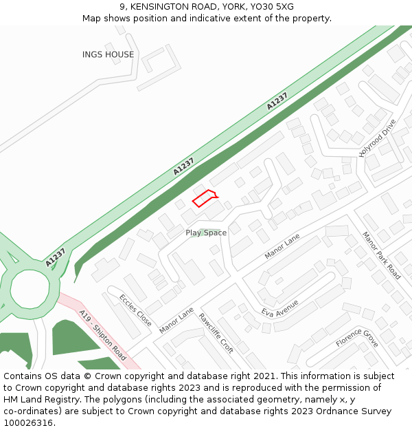 9, KENSINGTON ROAD, YORK, YO30 5XG: Location map and indicative extent of plot
