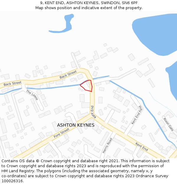 9, KENT END, ASHTON KEYNES, SWINDON, SN6 6PF: Location map and indicative extent of plot