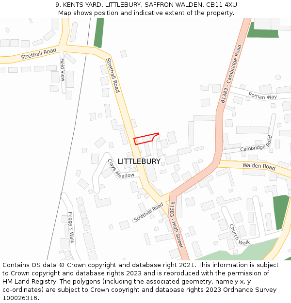 9, KENTS YARD, LITTLEBURY, SAFFRON WALDEN, CB11 4XU: Location map and indicative extent of plot