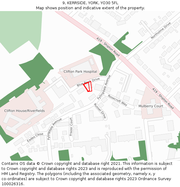 9, KERRSIDE, YORK, YO30 5FL: Location map and indicative extent of plot